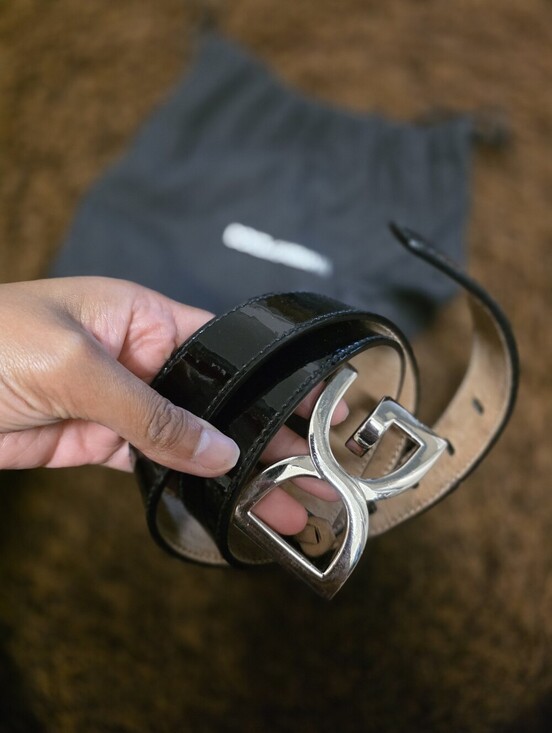 Dolce & Gabbana Black Patent DG Logo Belt main image 4